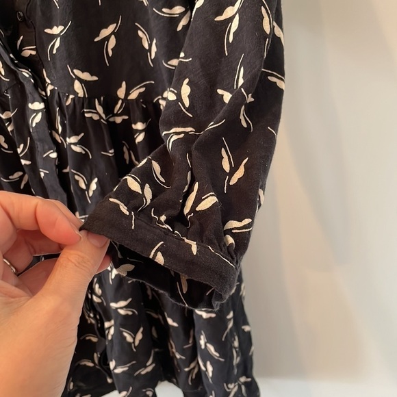 Anthropologie Maeve Winona Babydoll Tunic Top Black White Cotton Sz Xs - Picture 6 of 9